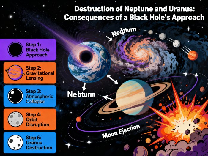 Гибель Нептуна и Урана: Последствия приближения чёрной дыры