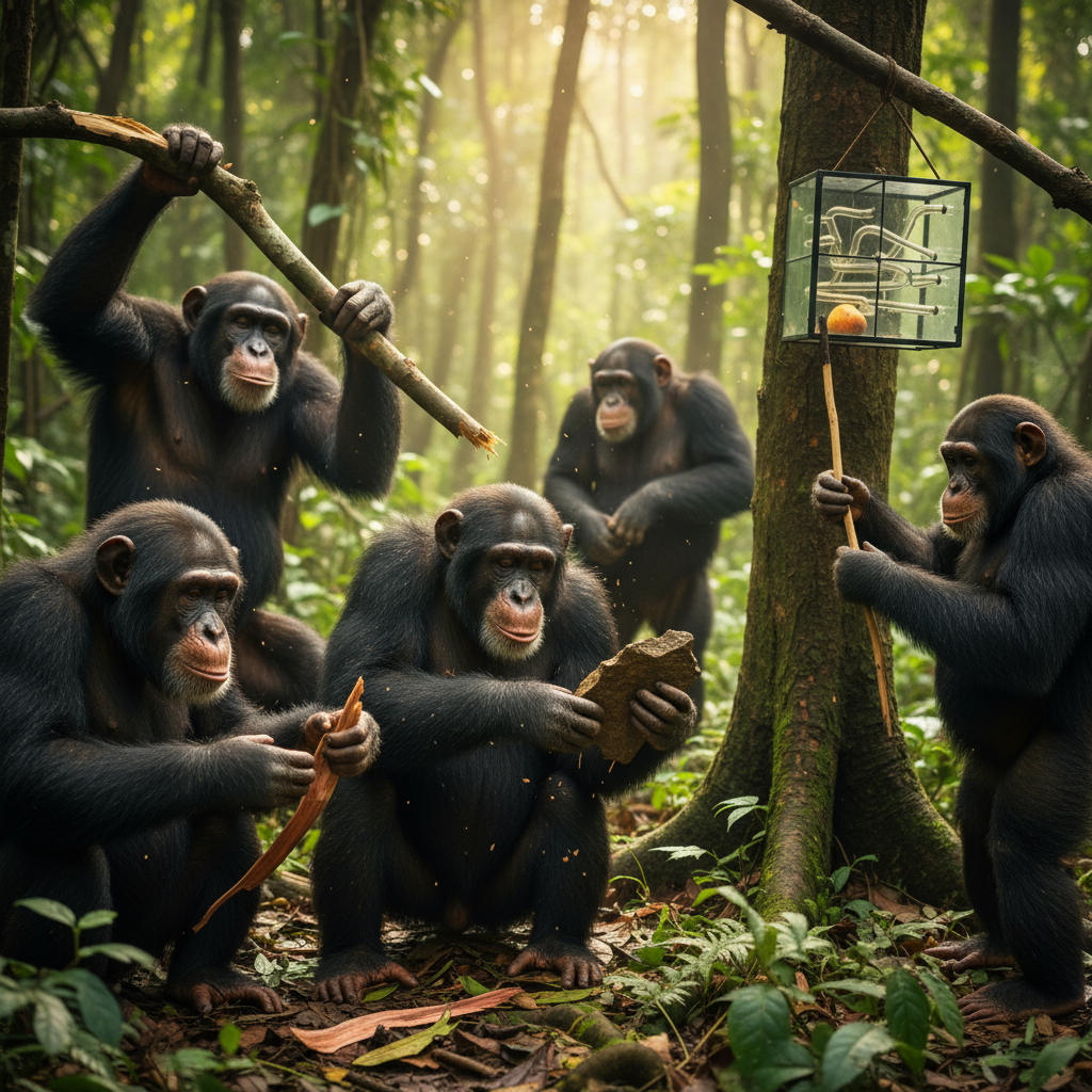 Шимпанзе: Искусные Охотники и Помощники