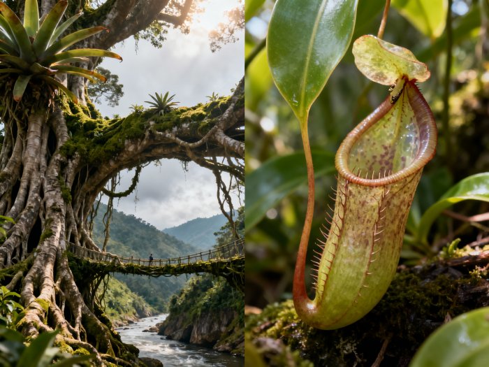 Хищные растения и живые мосты: удивительные адаптации природы