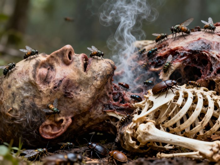 Цикл разложения тела: от насекомых до костей